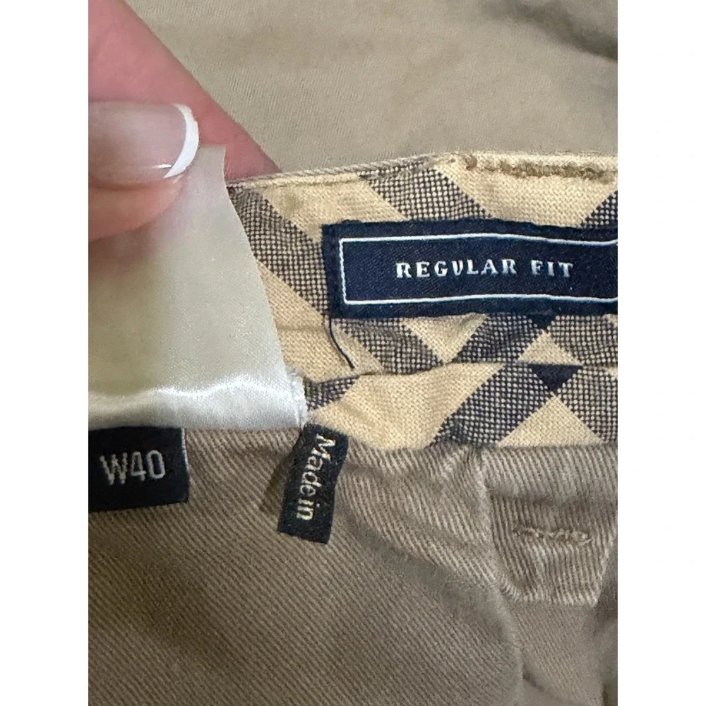 Barbour Shorts Mens 40 Khaki Flat Front Cotton 9.5